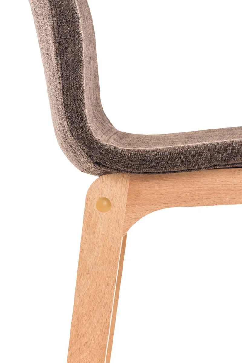 Lot de 2 tabourets de bar design avec structure de 4 pieds en bois et assise en tissu marron 10_0004210