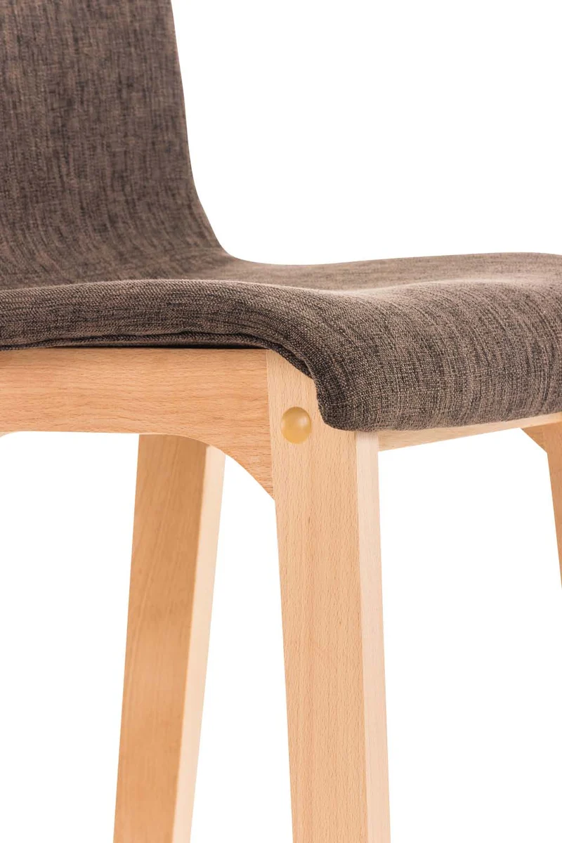 Lot de 2 tabourets de bar design avec structure de 4 pieds en bois et assise en tissu marron 10_0004210