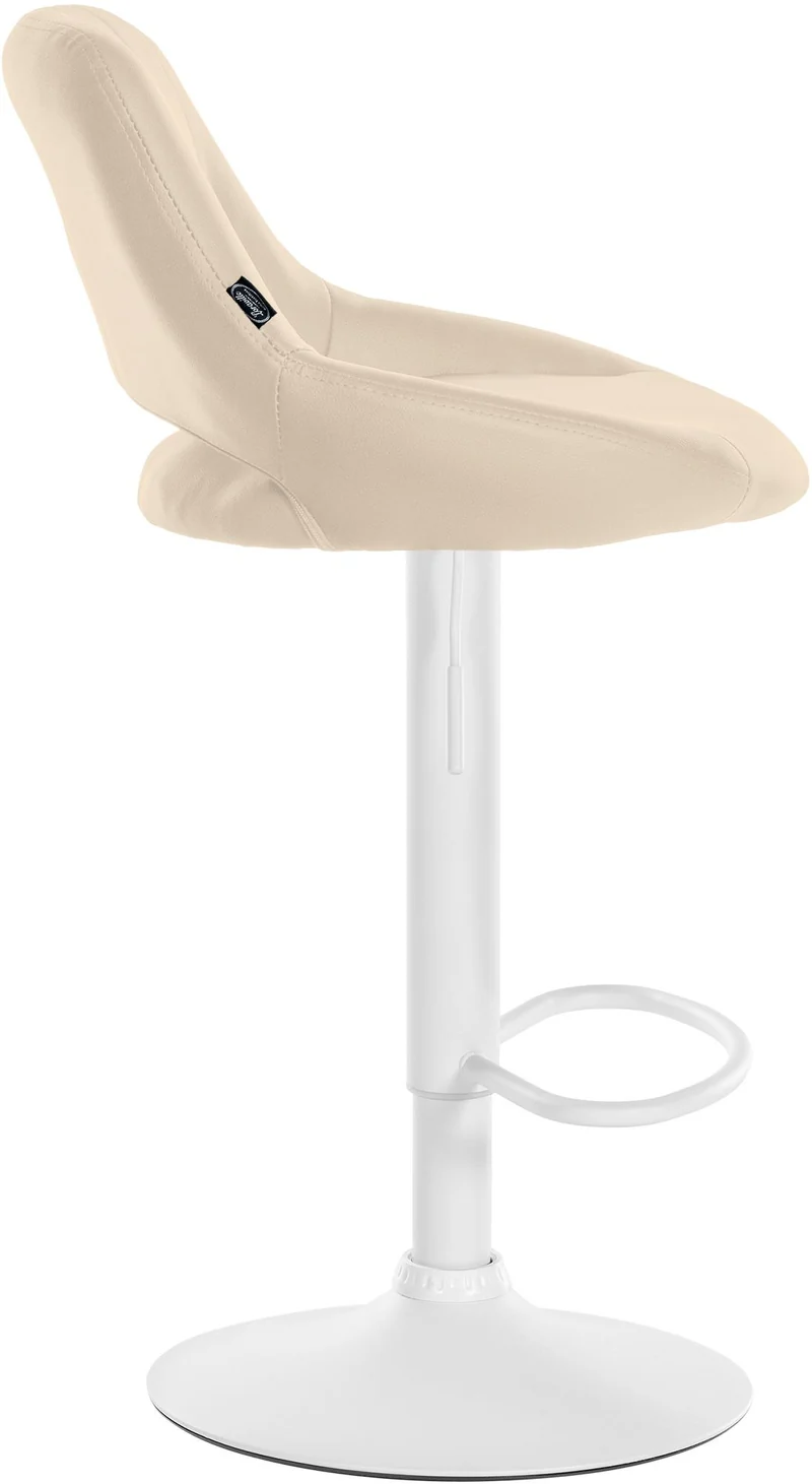 Lot de 2 tabourets de bar chaises hautes réglables en PVC crème dossier ajouré et pied métal blanc 10_0006798