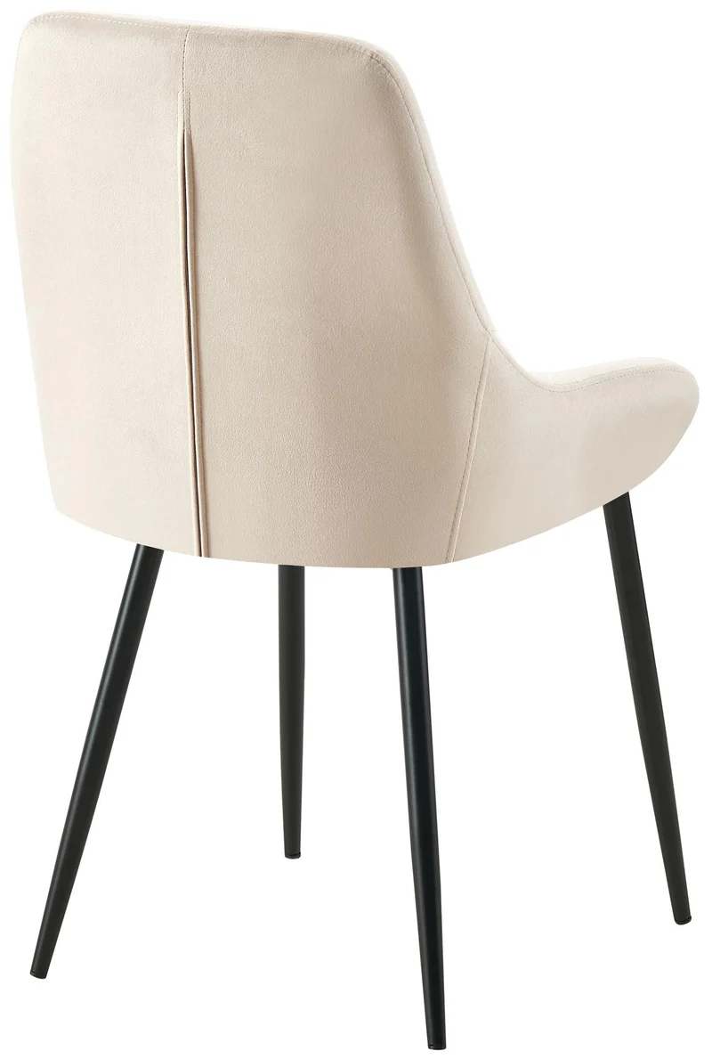Chaise de salle à manger x1 élégance confort design moderne en velours crème structure métallique noir 10_0007547