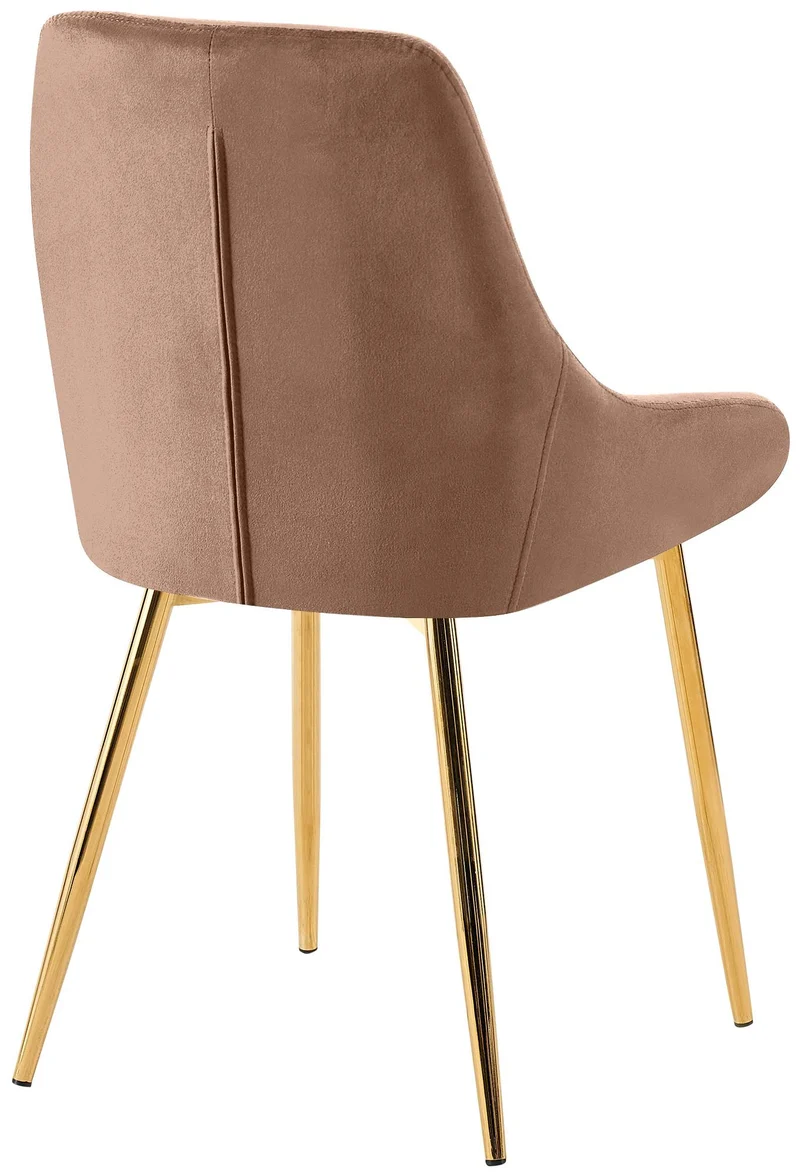 Chaise de salle à manger x1 élégance confort design moderne en velours marron structure métallique doré 10_0007392