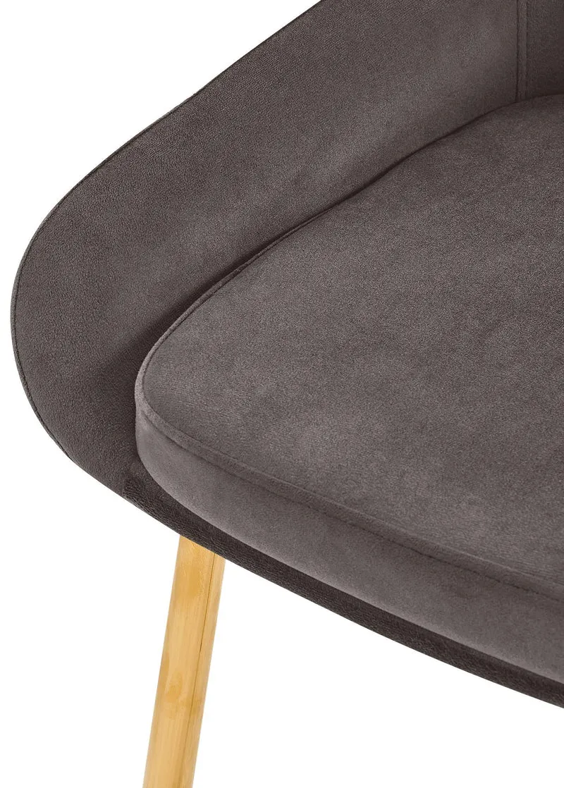 Chaise de salle à manger x1 élégance confort design moderne en velours anthracite structure métallique doré 10_0007369