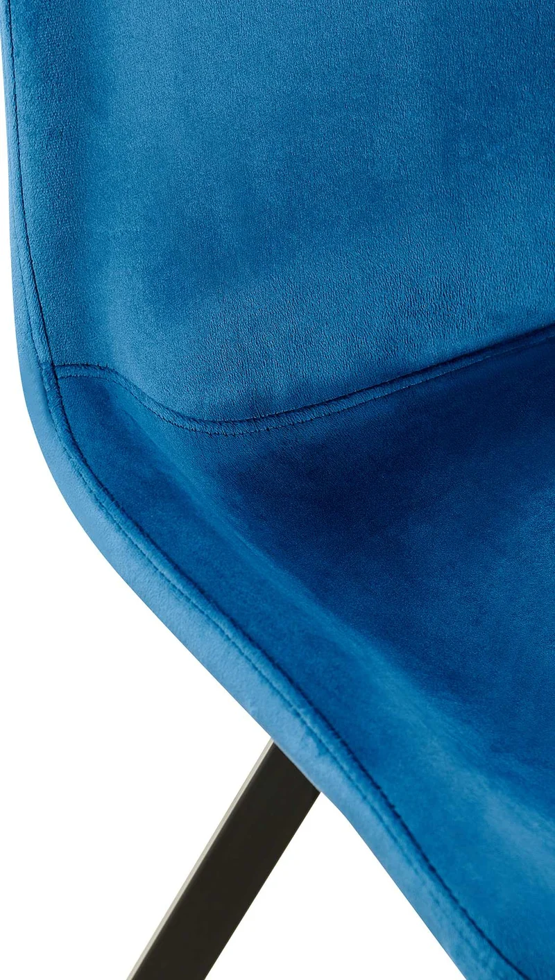 Chaise de salle à manger x1 pivotant à 360 degrés en velours bleu cadre en métal noir 10_0007364