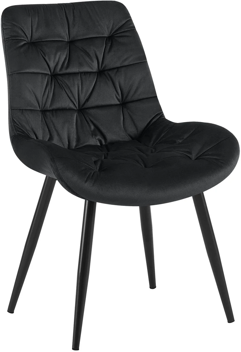 Chaise de salle à manger x1 en velours noir cadre en métal noir confort & élégance intemporelle 10_0007226