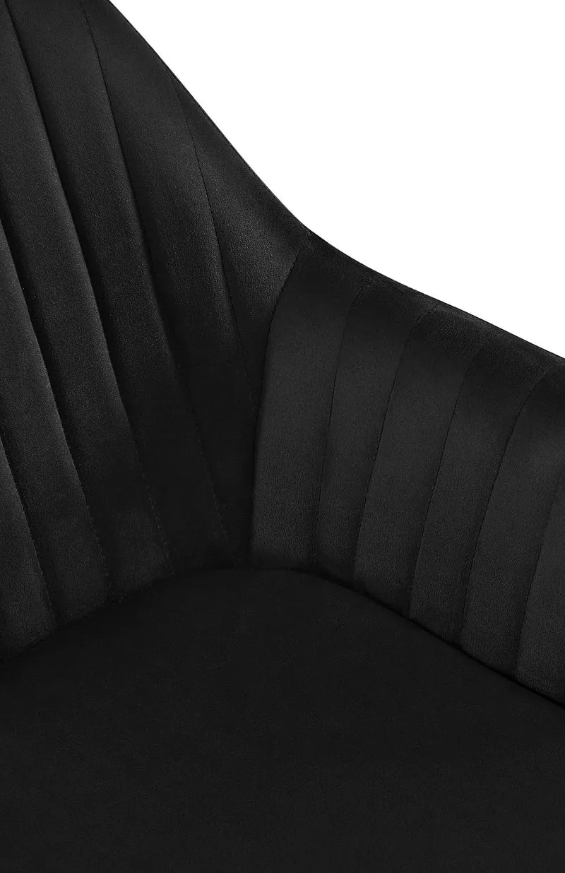 Fauteuil en velours noir à piétement étoile en métal noir – Chaise confortable style contemporain 10_0007401