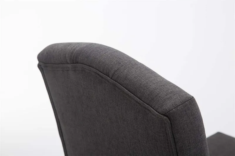 Tabouret de bar chaise haute avec dossier capitonné tissu gris foncé et pieds en bois foncé 10_0000074