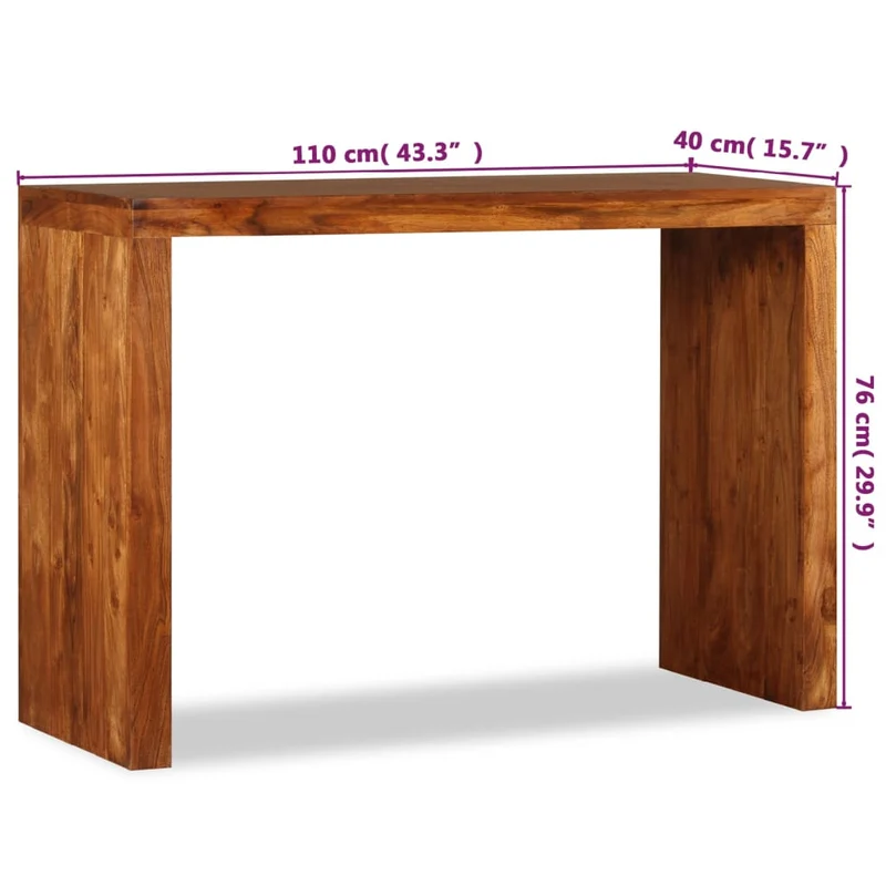 Table console en bois massif avec finition couleur miel 110 x 40 x 76 cm DEC031747