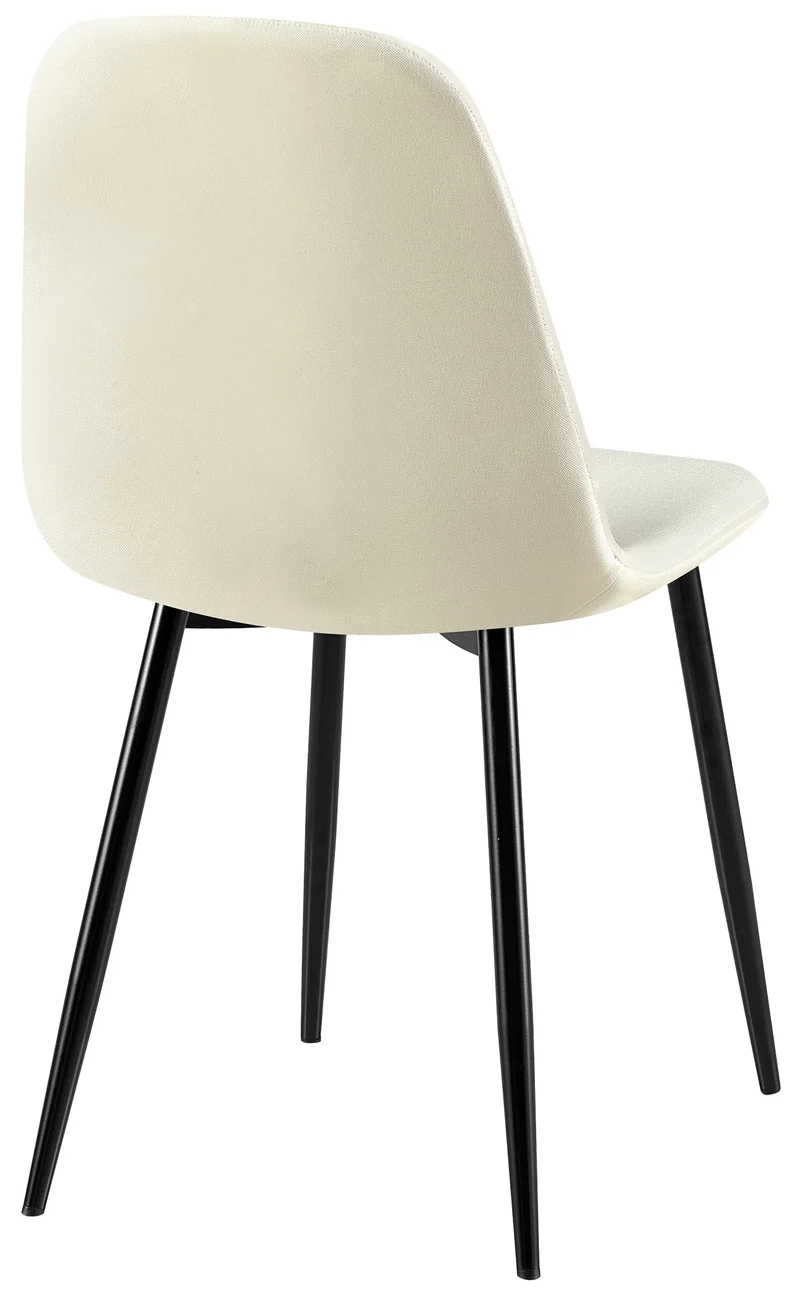 Chaise de salle à manger x1 coutures décoratives losanges assise en tissu cème pieds métal noir mat 10_0007276