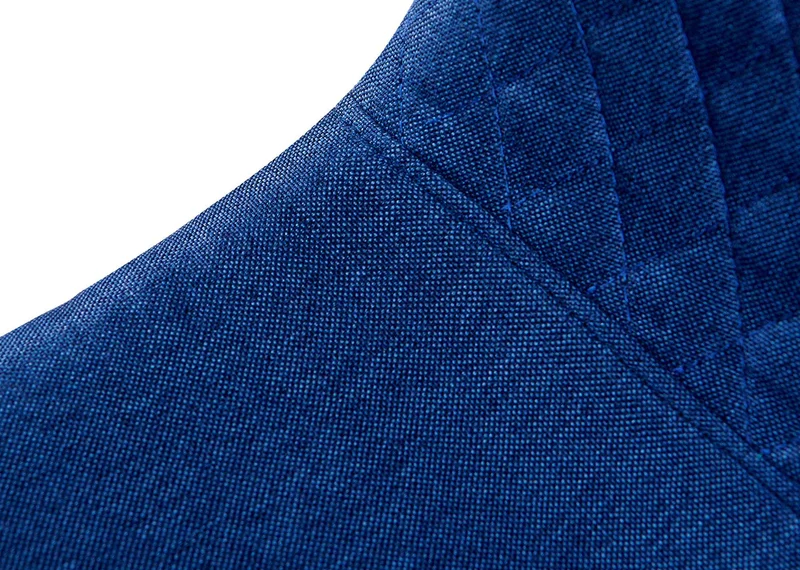 Chaise de salle à manger x1 coutures décoratives losanges assise en tissu bleu pieds métal noir mat 10_0007275
