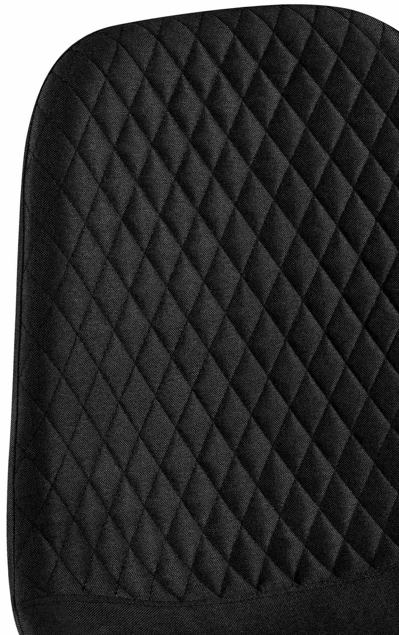 Chaise de salle à manger x1 coutures décoratives losanges assise en tissu noir pieds métal noir mat 10_0007274