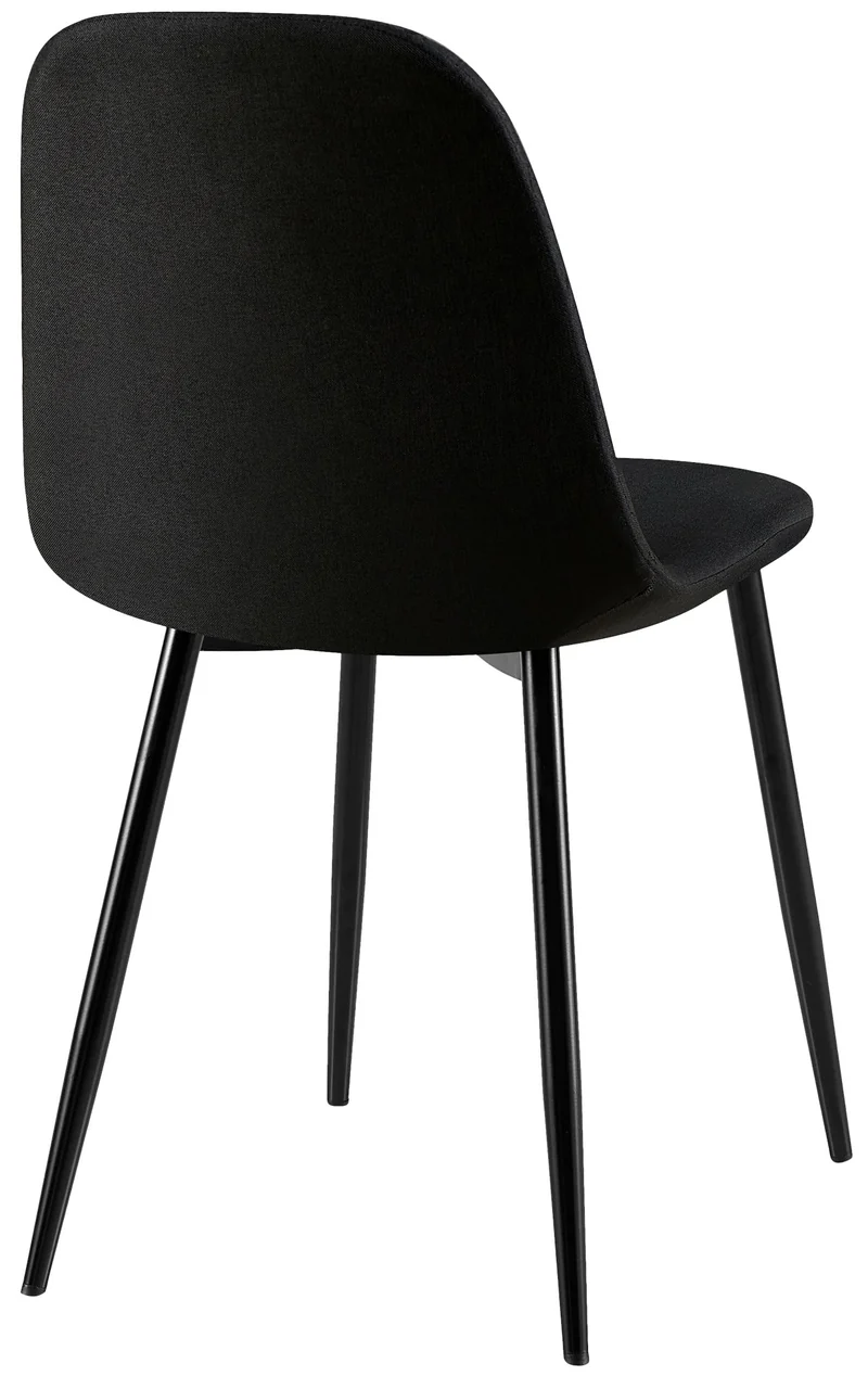 Chaise de salle à manger x1 coutures décoratives losanges assise en tissu noir pieds métal noir mat 10_0007274