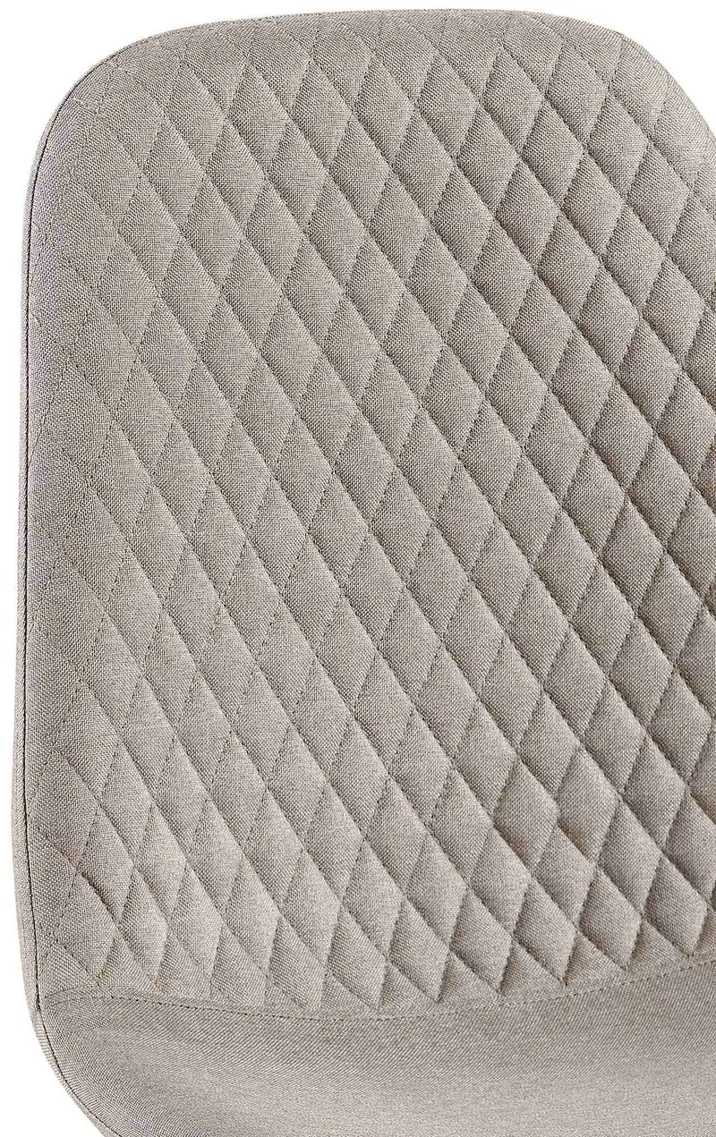 Chaise de salle à manger x1 coutures décoratives losanges assise en tissu gris pieds métal noir mat 10_0007273