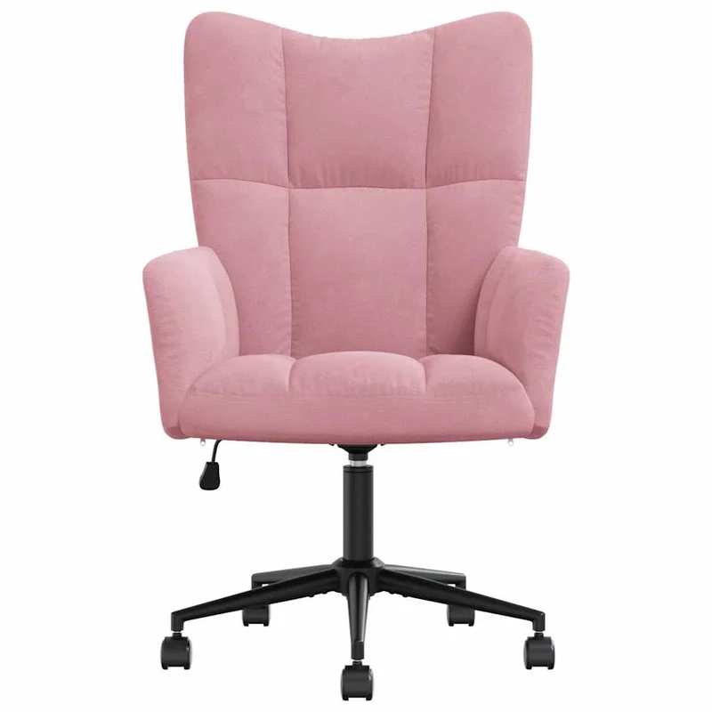 Fauteuil lounge chaise de bureau sur roulettes design moderne en velours rose DEC026758