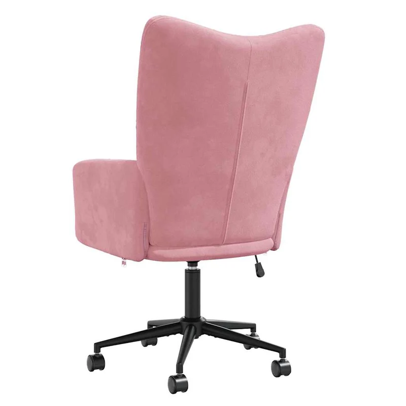 Fauteuil lounge chaise de bureau sur roulettes design moderne en velours rose DEC026758