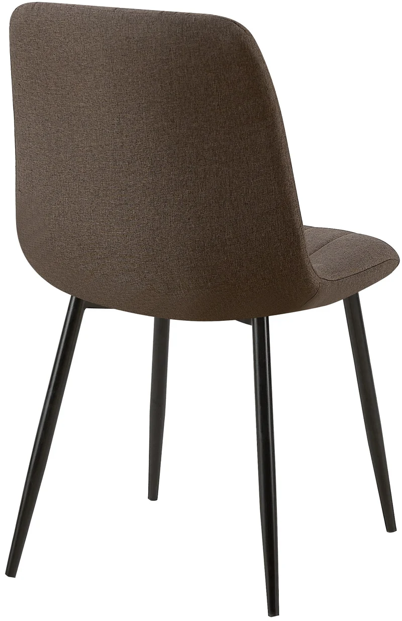 Chaise de salle à manger x1 coutures décoratives verticales assise en tissu marron pieds en métal noir 10_0007271