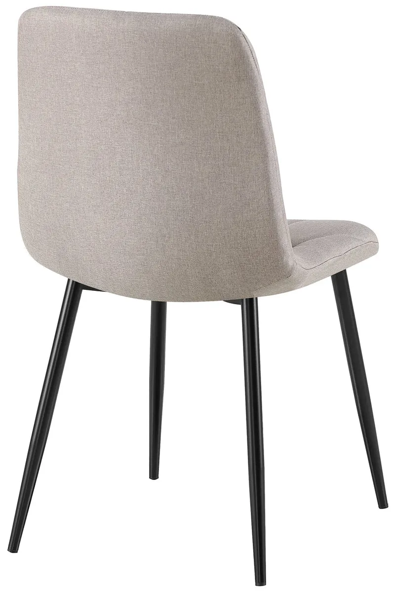 Chaise de salle à manger x1 design moderne surpiqûres en losange tissu gris et cadre métal noir 10_0007366