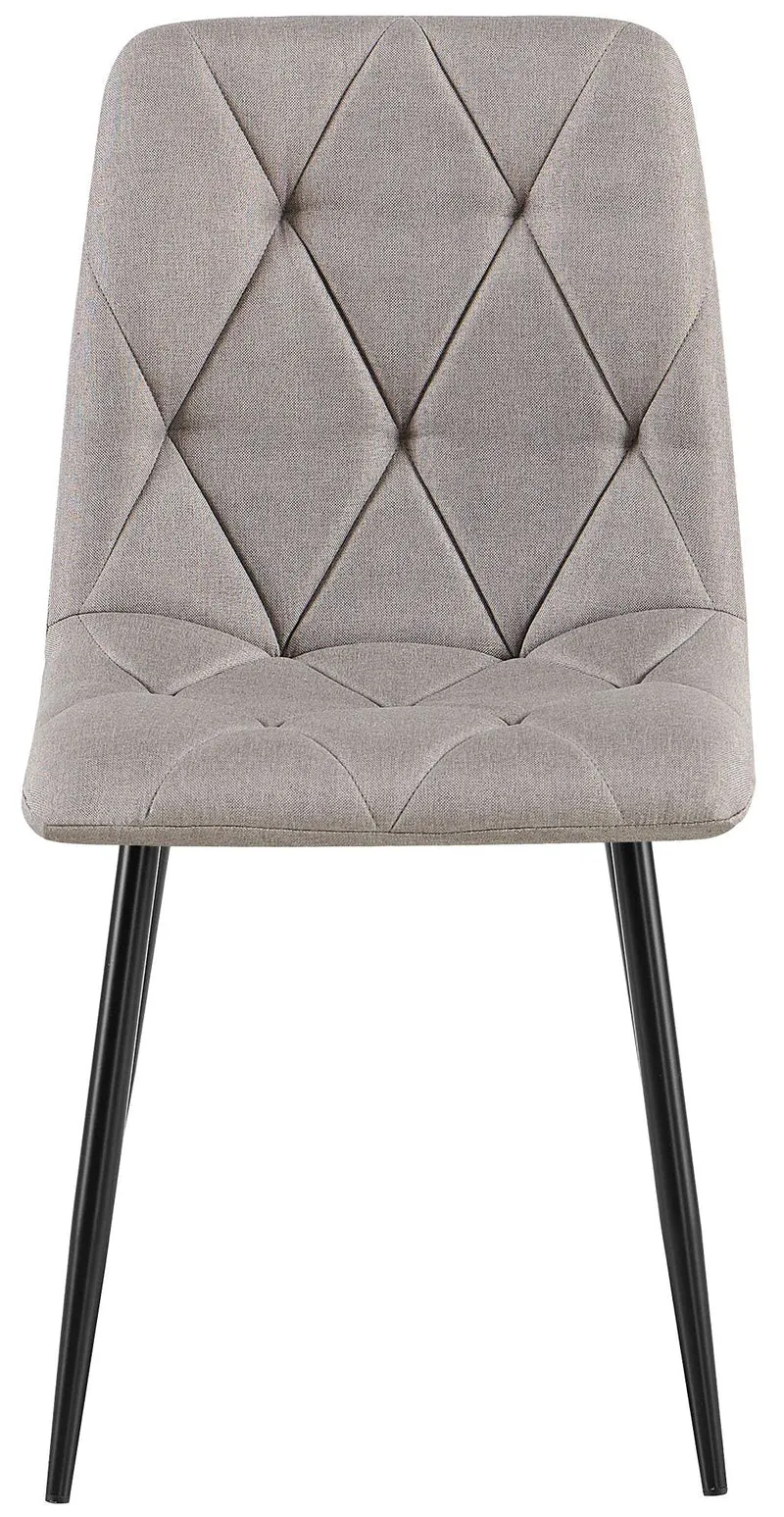 Chaise de salle à manger x1 design moderne surpiqûres en losange tissu gris et cadre métal noir 10_0007366