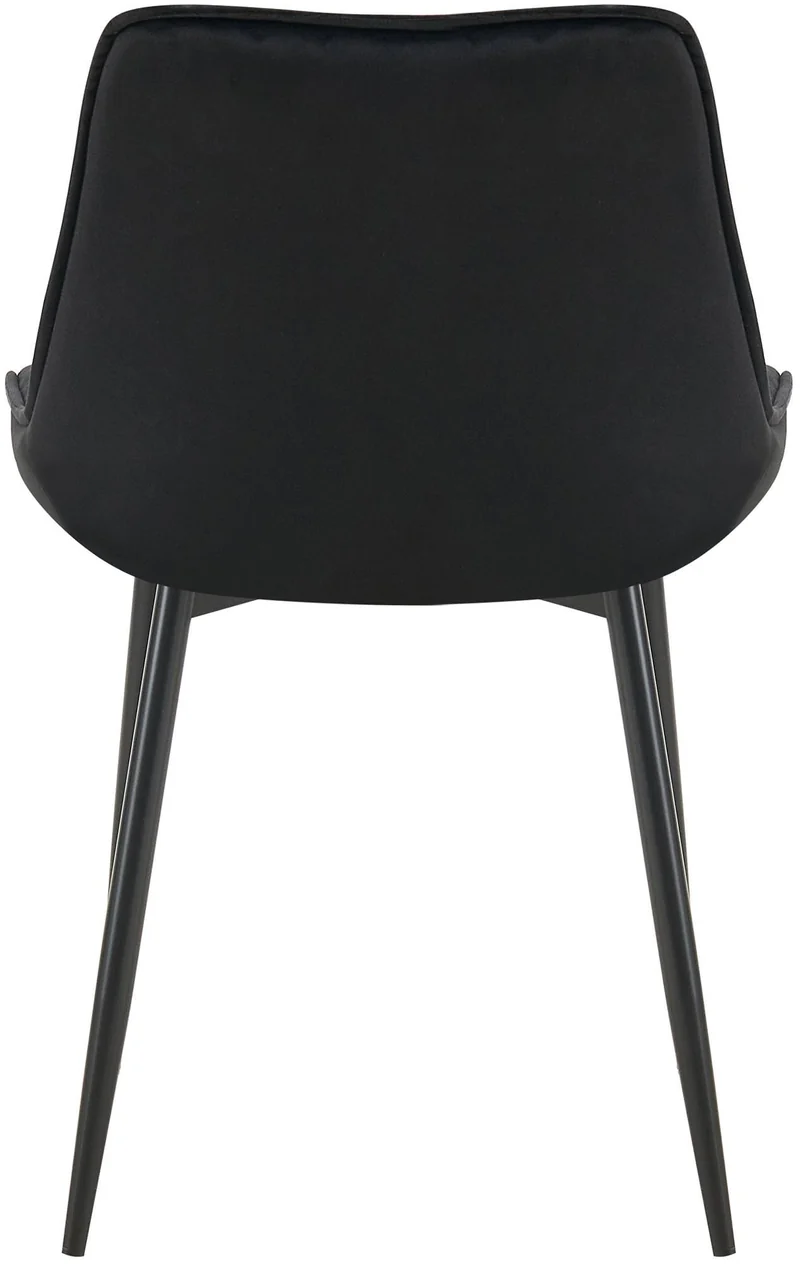 Chaise de salle à manger x1 assise et dossier capitonné en velours noir et métal noir 10_0007237