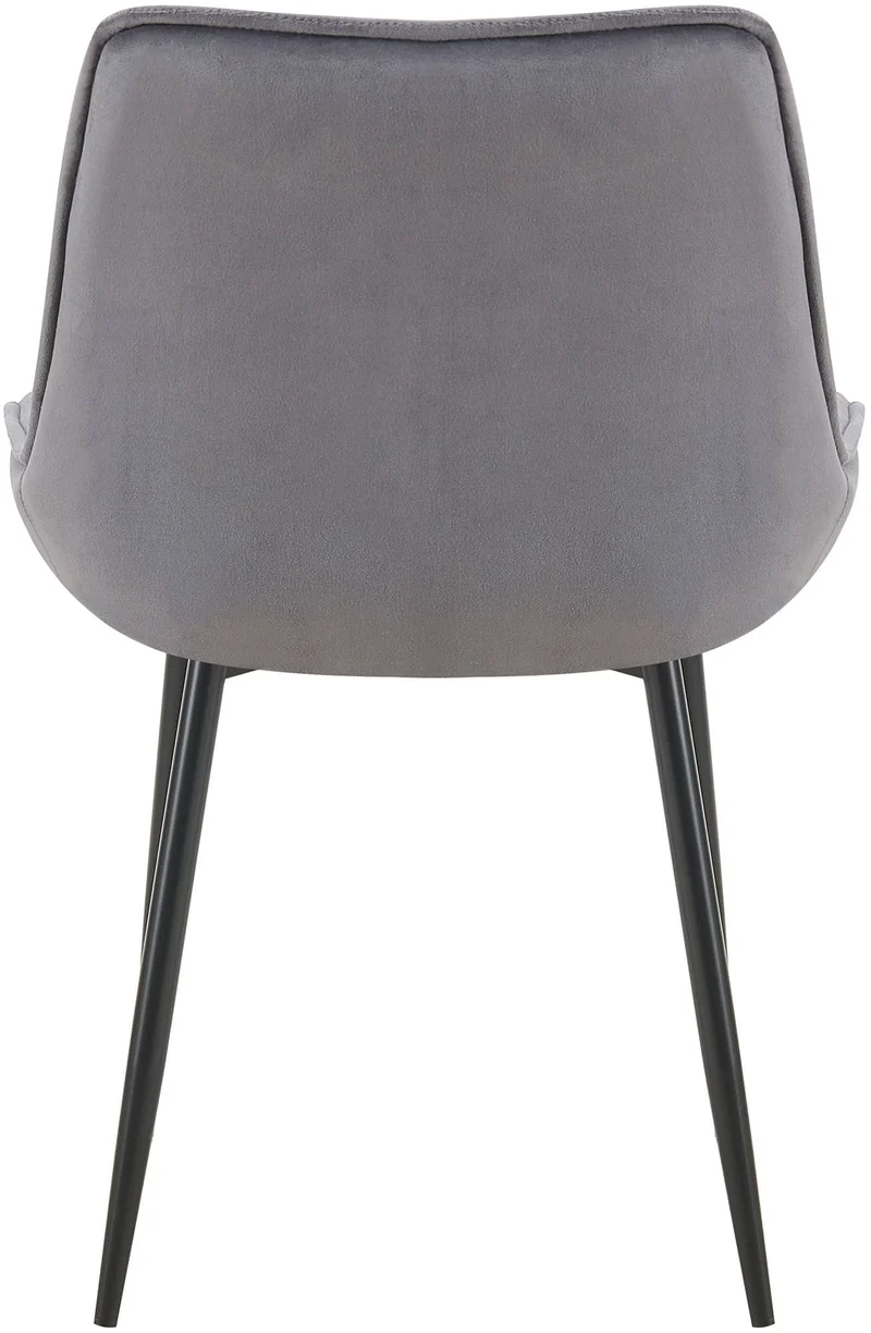 Chaise de salle à manger x1 assise et dossier capitonné en velours gris foncé et métal noir 10_0007235