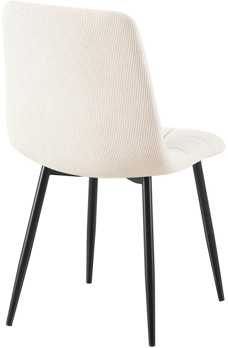 Chaise de salle à manger x1 coutures décoratives carrées en velours côtelé crème et métal noir 10_0007261