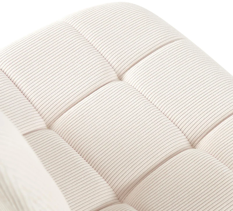 Chaise de salle à manger x1 coutures décoratives carrées en velours côtelé crème et métal noir 10_0007261