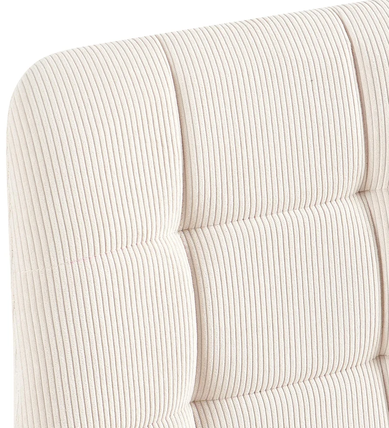 Chaise de salle à manger x1 coutures décoratives carrées en velours côtelé crème et métal noir 10_0007261