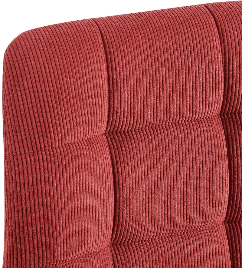 Chaise de salle à manger x1 avec coutures décoratives carrées en velours côtelé bordeaux cadre métal 10_0007421