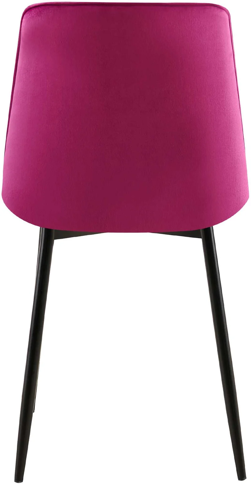 Chaise de salle à manger x1 coutures décoratives carrées en velours violet cadre métal noir 10_0007591
