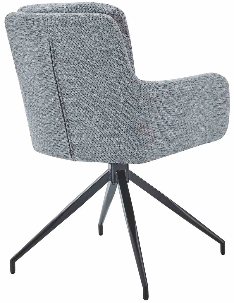 Chaise de salle à manger x1 fonction pivotante confortable et moderne en tissu gris cadre métal 10_0007597
