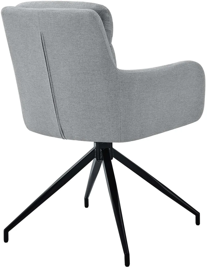 Chaise de salle à manger x1 avec accoudoirs assise fonction pivotante en tissu gris clair 10_0007729