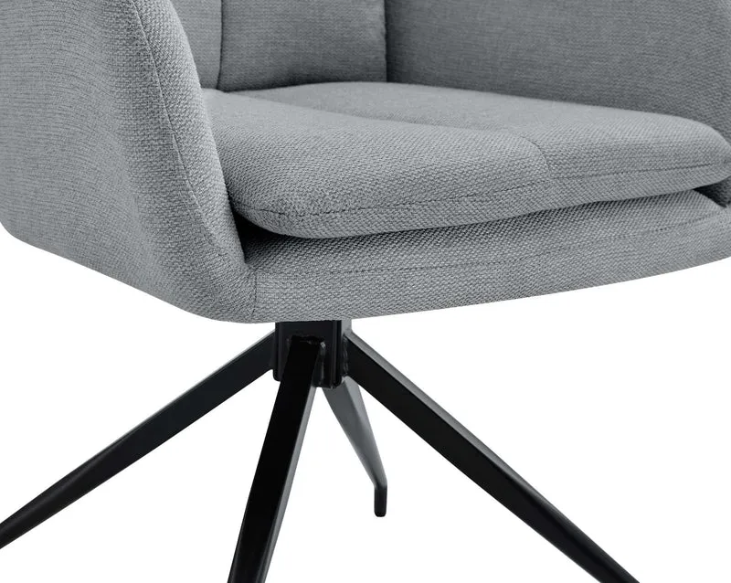 Chaise de salle à manger x1 avec accoudoirs assise fonction pivotante en tissu gris clair 10_0007729
