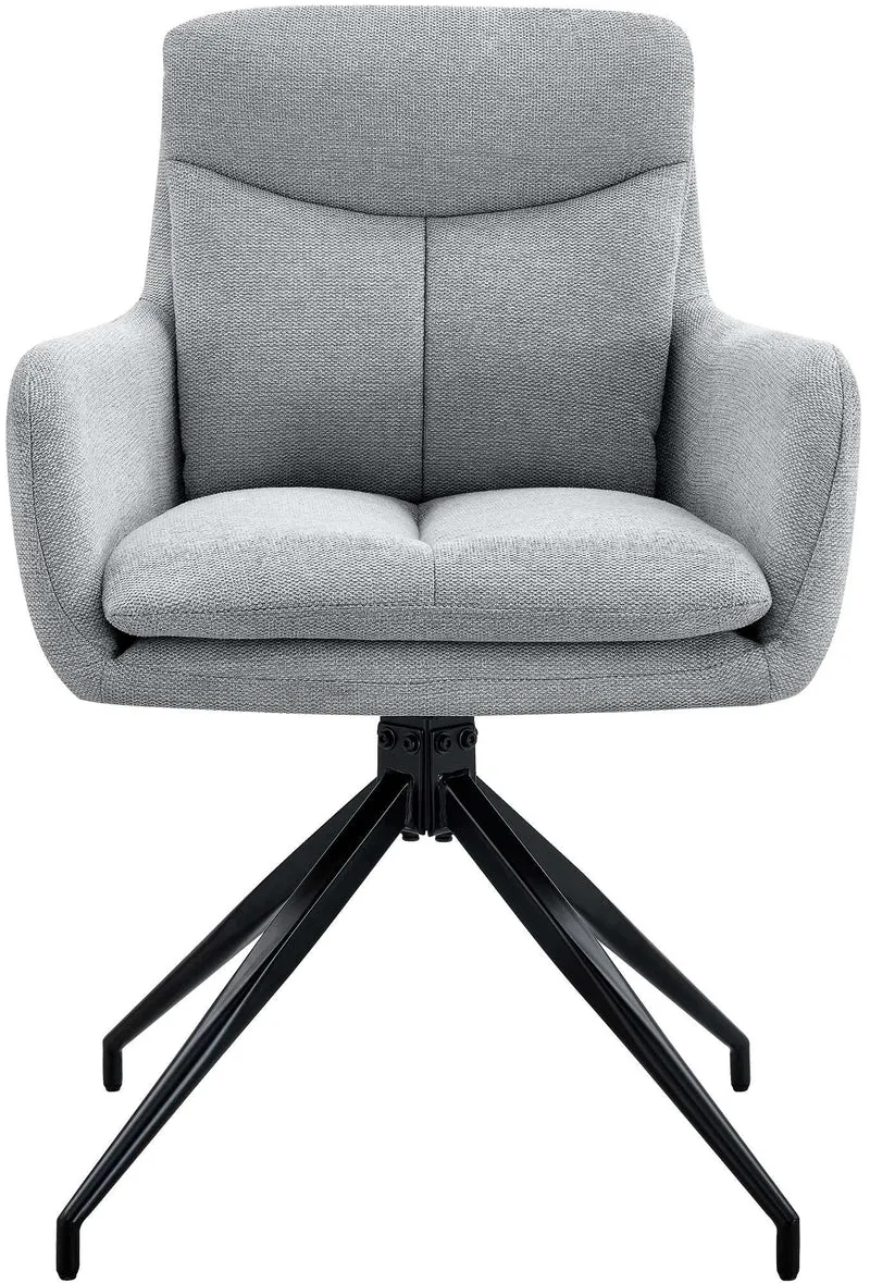 Chaise de salle à manger x1 avec accoudoirs assise fonction pivotante en tissu gris clair 10_0007729