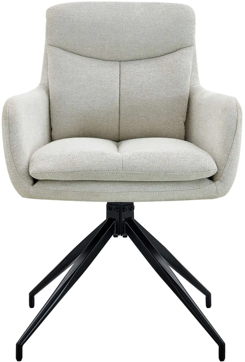 Chaise de salle à manger x1 avec accoudoirs assise fonction pivotante en tissu crème 10_0007400