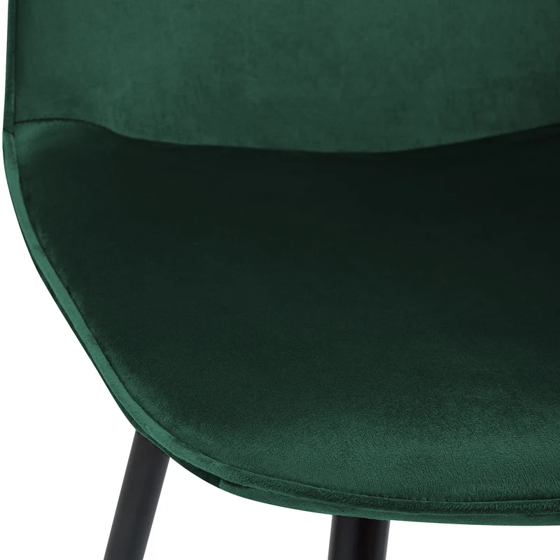Lot de 2 chaises de salle à manger élégantes et minimalistes en velours vert cadre en métal noir 10_0007359
