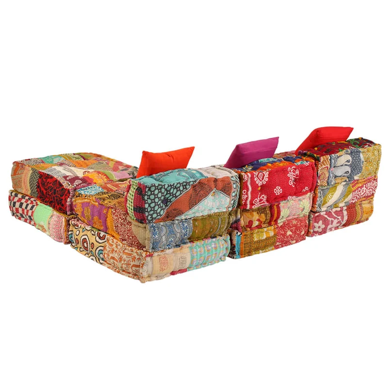 Coussins canapé de sol poufs modulaire chaise longue en tissu 3 places en tissu Patchwork DEC021227