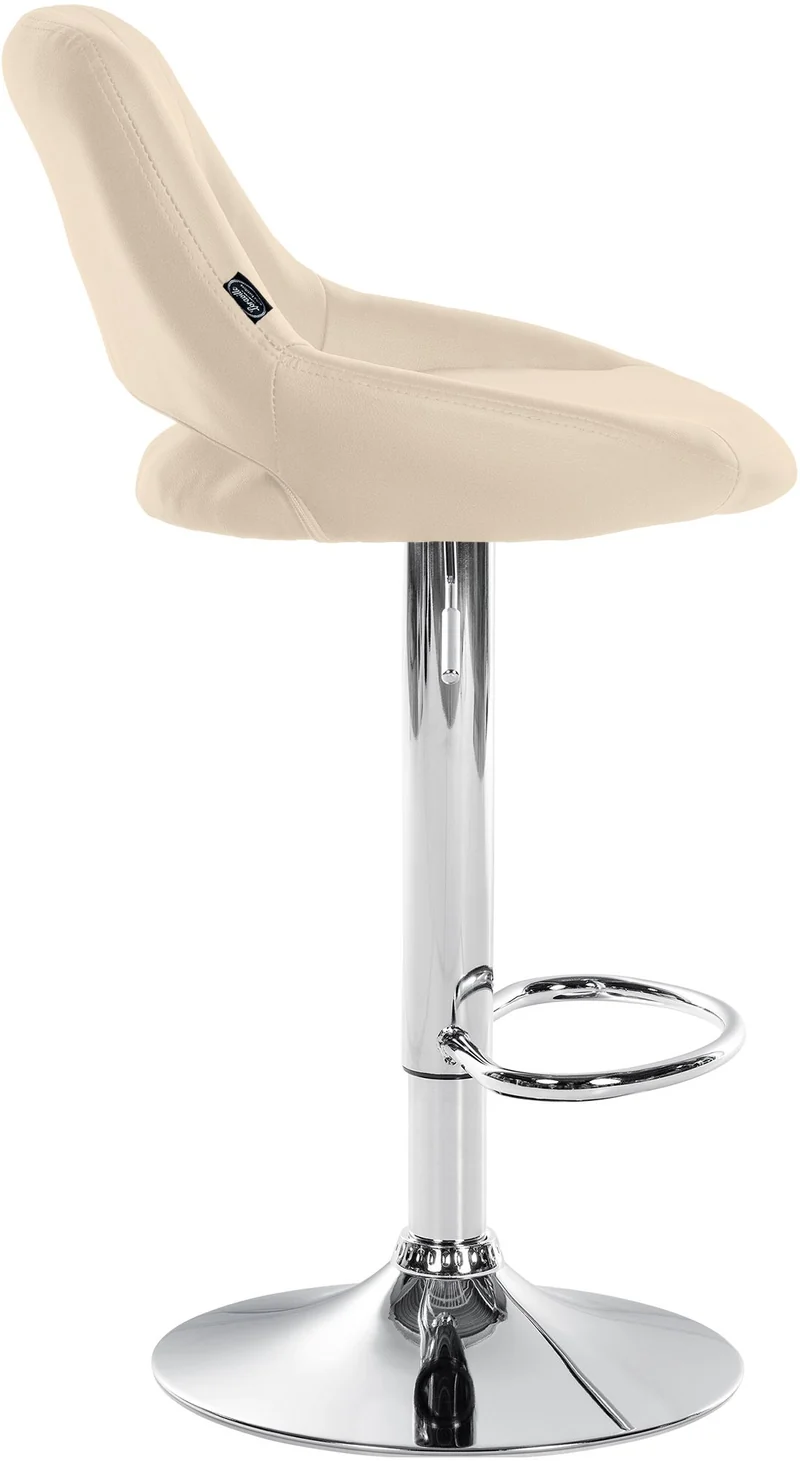 Tabouret de bar x1 avec repose-pieds pivotant et réglable en PVC crème et métal 10_0005210