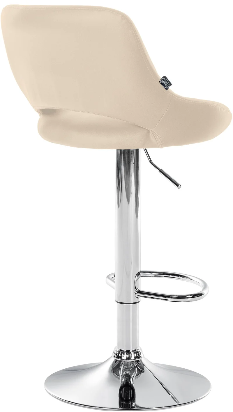 Tabouret de bar x1 avec repose-pieds pivotant et réglable en PVC crème et métal 10_0005210