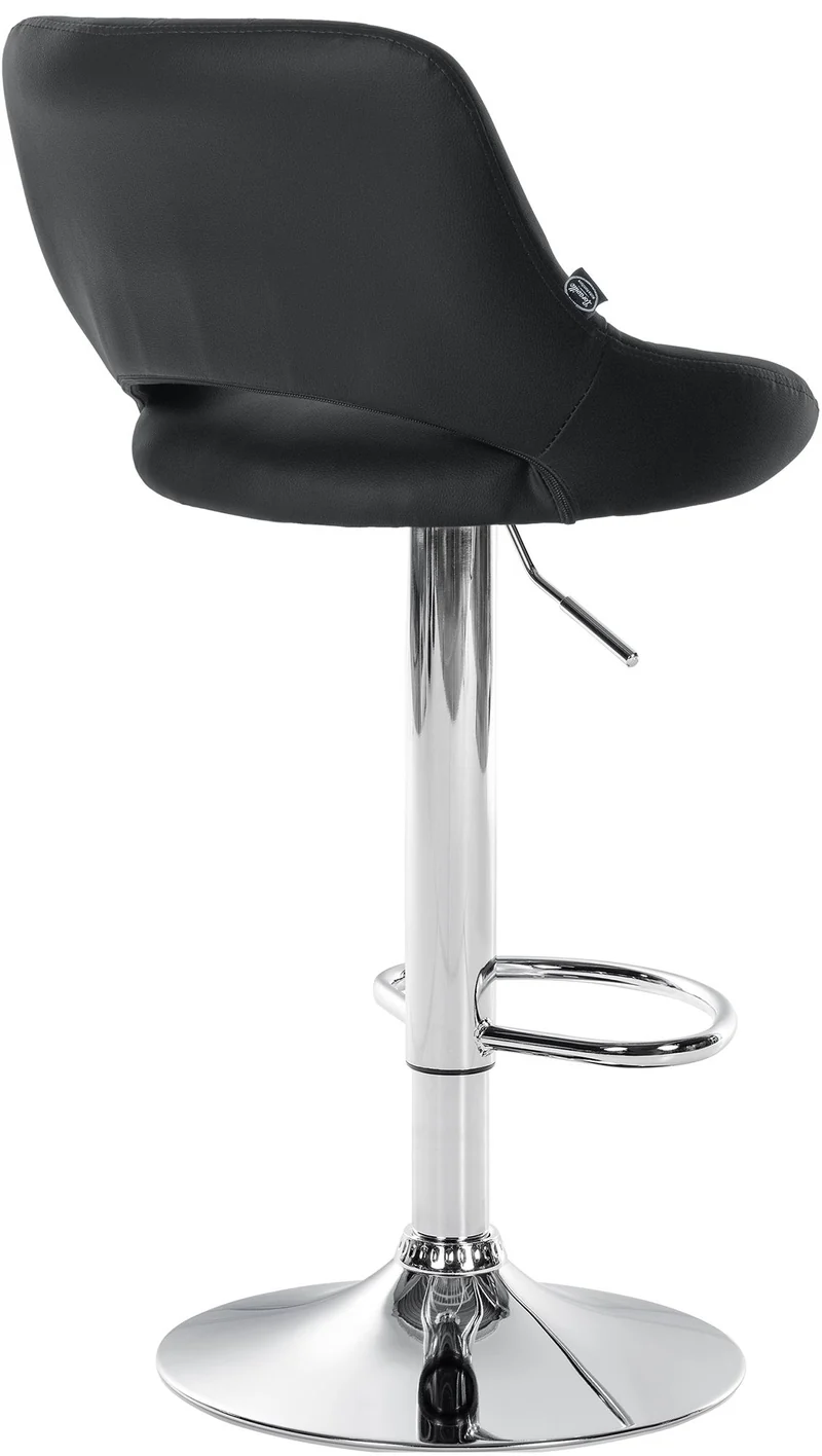 Tabouret de bar x1 avec repose-pieds pivotant et réglable en PVC noir et métal 10_0005212