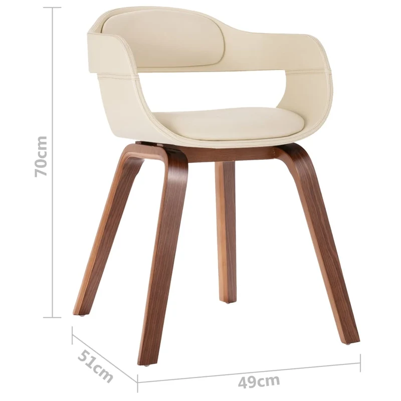 Chaise de salle à manger blanc bois courbé et synthétique CDS020012