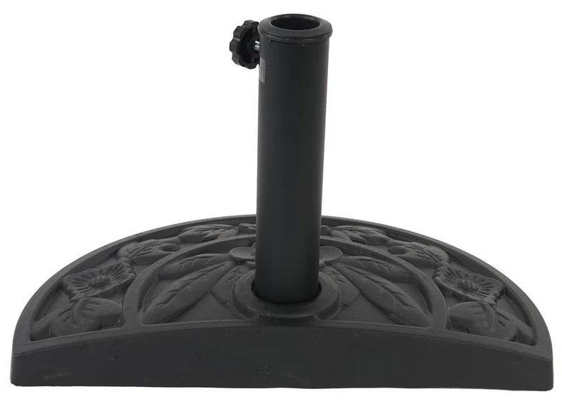 Demi parasol semi-circulaire balcon terrasse UV 50+ polyester/aluminium 3kg avec une portée de 270 cm bordeaux avec support 04_0003848