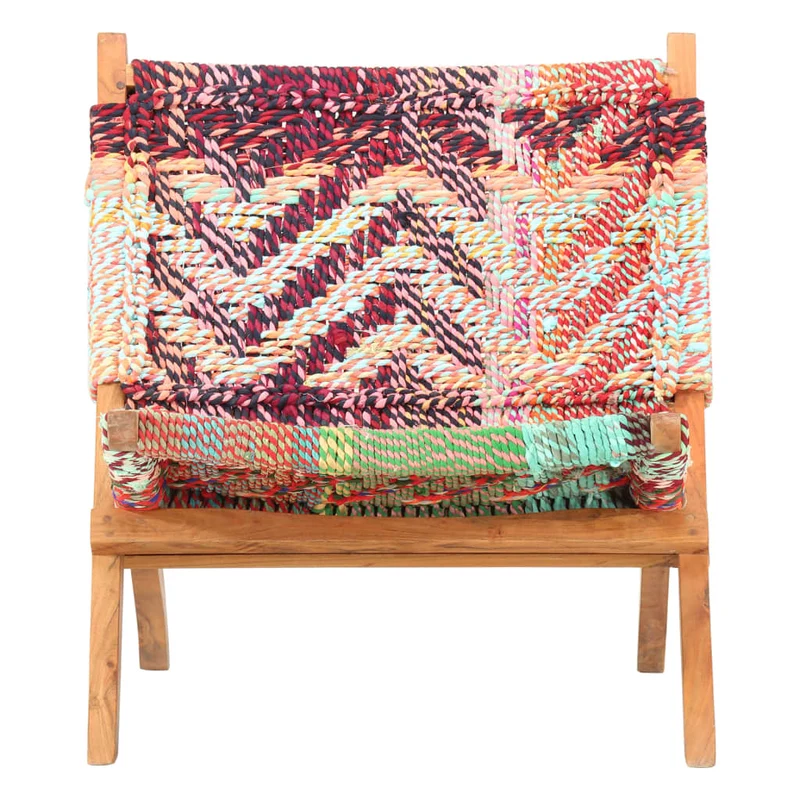 Fauteuil lounge design moderne pliable chindi tissu multicolore DEC026799