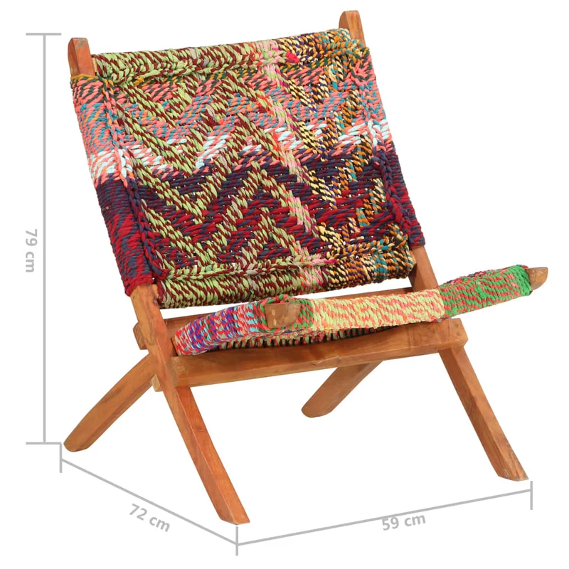 Fauteuil lounge design moderne pliable chindi tissu multicolore DEC026799