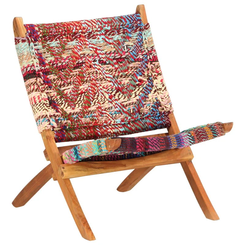 Fauteuil lounge design moderne pliable chindi tissu multicolore DEC026799