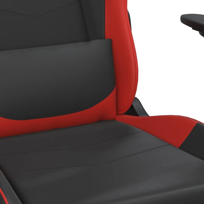 Fauteuil de bureau chaise gaming avec coussin lombaire avec repose-pieds en PVC noir et rouge PVC DEC025859
