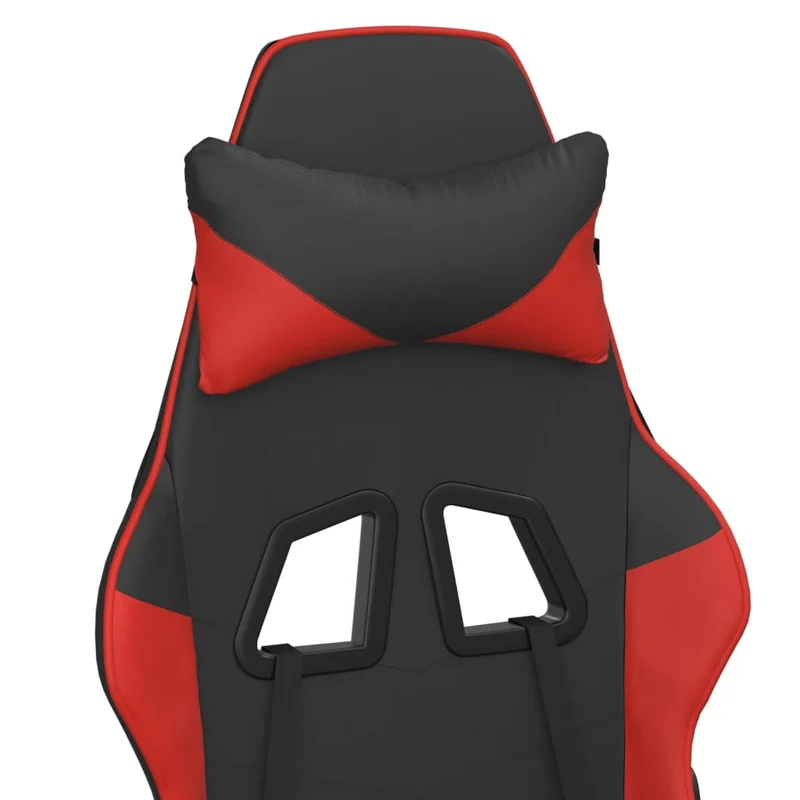 Fauteuil de bureau chaise gaming avec coussin lombaire avec repose-pieds en PVC noir et rouge PVC DEC025859