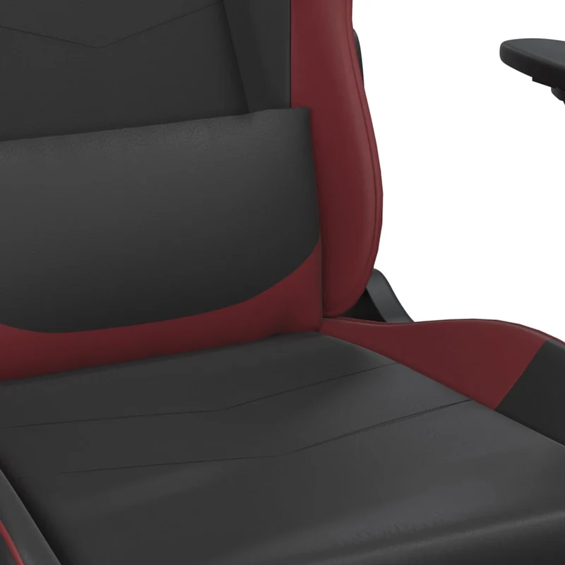 Fauteuil de bureau chaise gaming sur roulettes avec repose-pieds en PVC noir bordeaux DEC025809