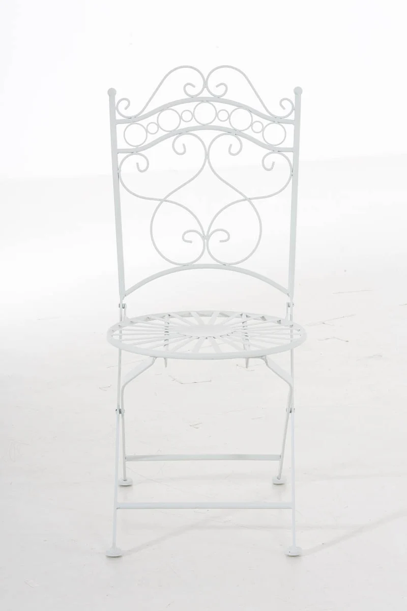 Chaise de jardin terrasse balcon design rustique en fer forgé blanc 10_0003006