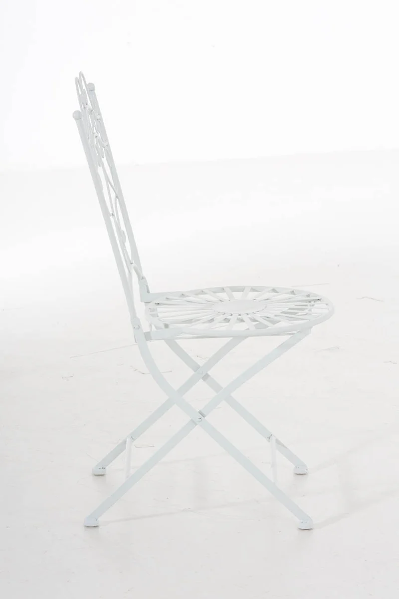 Chaise de jardin terrasse balcon design rustique en fer forgé blanc 10_0003006