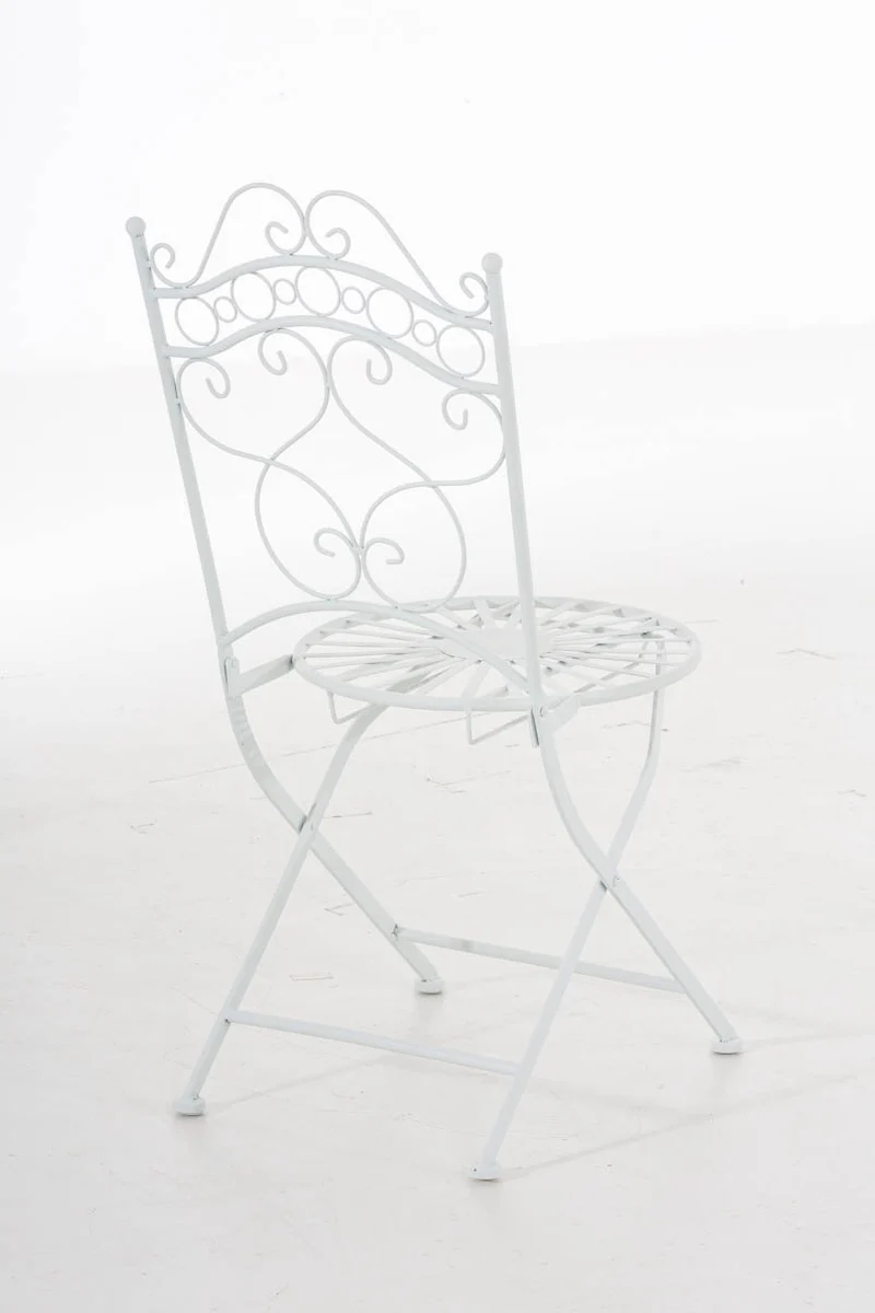 Chaise de jardin terrasse balcon design rustique en fer forgé blanc 10_0003006
