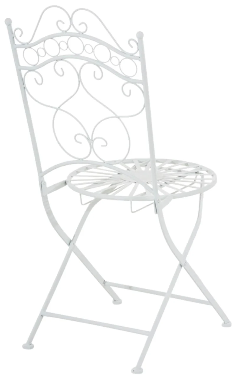 Lot de 2 chaises de jardin terrasse balcon design rustique en fer forgé blanc 10_0002863